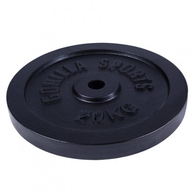 Gorilla Sports Liatinový záťažový kotúč, čierny, 20 kg