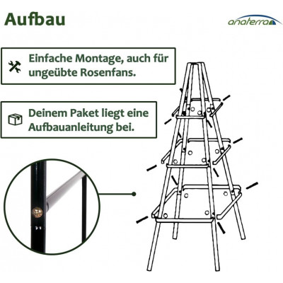 Kovová opora pre popínavé rastliny 195 cm, sada 2 ks