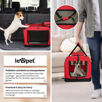 Leopet Prepravný box pre psov XXXL,102 x 69 x 69 cm, červený