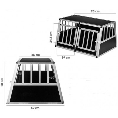Hliníkový prepravný box pre psov, 89 × 69 × 50 cm, 14 kg