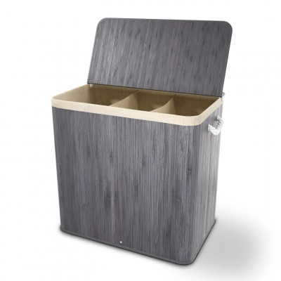 Bambusový košík na bielizeň 150 l s vekom a vreckom