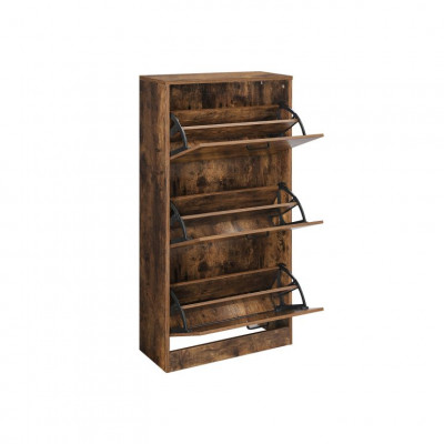 Skriňa na topánky s 3 otočnými dvierkami, rustikálna hnedá