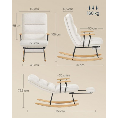 Relaxačné hojdacie kreslo s nastaviteľným operadlom, béžové