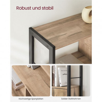 Priemyselná knižnica s dvierkami a 4 policami, dub/čierna