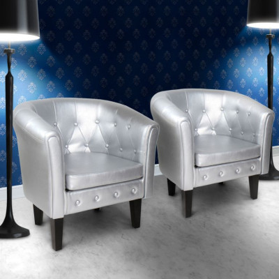 MIADOMODO Sada kresiel Chesterfield, 58x71x70 cm, strieborná