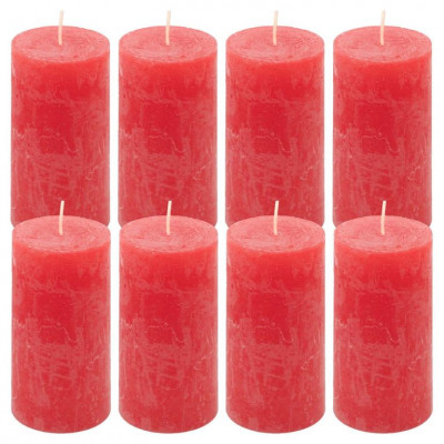 Červená parafínová sviečka, rustikálna, 10 cm, 8 ks