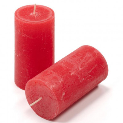Červená parafínová sviečka, rustikálna, 10 cm, 8 ks
