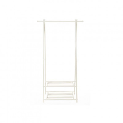 Kovový vešiak na oblečenie s dvoma policami na topánky