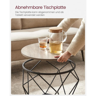 Sada 2 konferenčných stolíkov, industriálny štýl,svetlohnedá