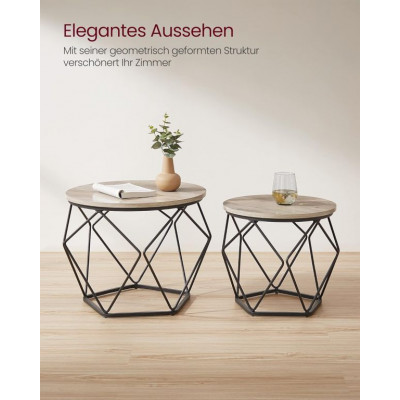 Sada 2 konferenčných stolíkov, industriálny štýl,svetlohnedá