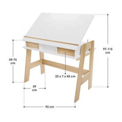 Detský rastúci stôl s úložným priestorom, biely