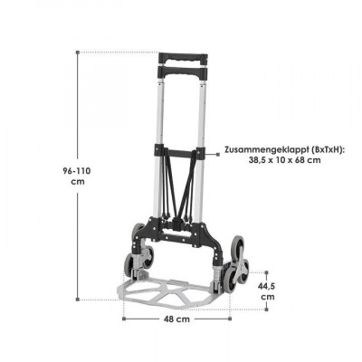 Skladací schodový vozík, 80 kg, teleskopická rukoväť