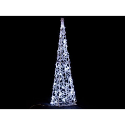 Vianočný akrylový ihlan 60 cm - studeno biely, na batérie