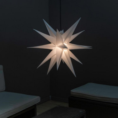 Vianočná dekorácia - hviezda s časovačom 1 LED, 55 cm, biela