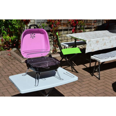 Kufríkový gril na drevené uhlie Gart, ružový
