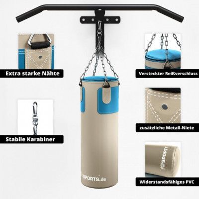 Boxovacie vrece s príslušenstvom, béžovo-modrý set na trénin