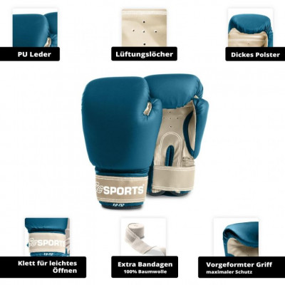 Boxovacie vrece s príslušenstvom, béžovo-modrý set na trénin