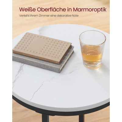 Moderný okrúhly stôl s mramorovou doskou a sklom 45 x 55 cm