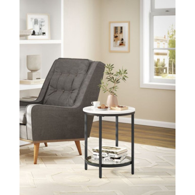 Moderný okrúhly stôl s mramorovou doskou a sklom 45 x 55 cm