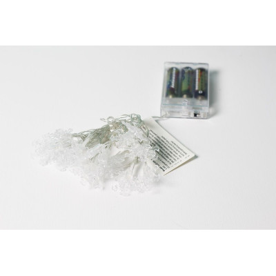 Vianočná reťaz - snehové vločky, teple biele, 20 LED