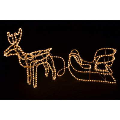 Svetelná dekorácia - vianočný sob, 140 cm, teple biely