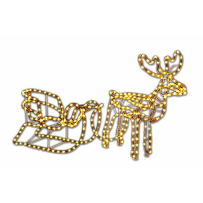 Svetelná dekorácia - vianočný sob, 140 cm, teple biely