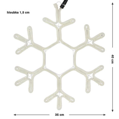 NEXOS Vianočná snehová vločka 360 LED, studená biela 40x35cm