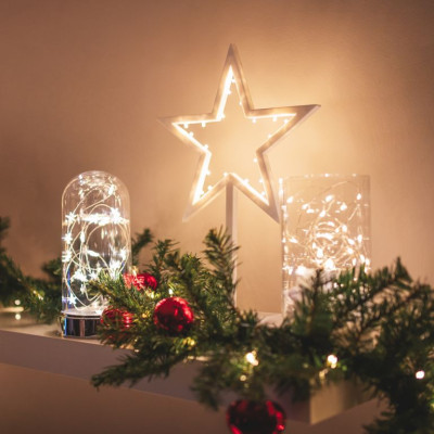 NEXOS Dekorácia,20 LED, hviezda na stojančeku, 38 cm
