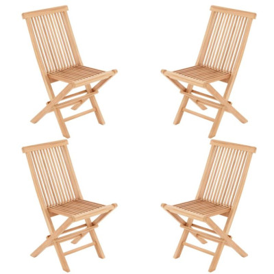 Skladacia stolička z teakového dreva DIVERO, 4 kusy