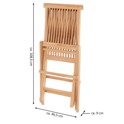 Skladacia stolička z teakového dreva DIVERO, 4 kusy