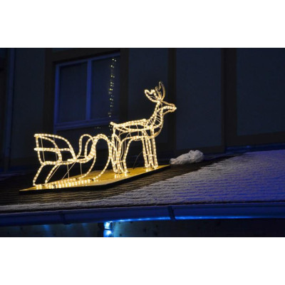 NEXOS Svetelný LED vianočný sob so saňami, 140 cm