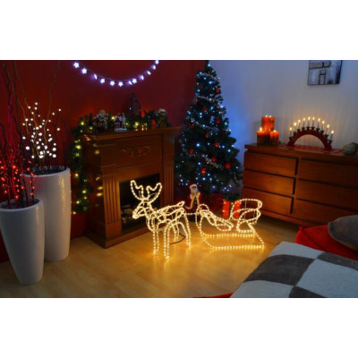 NEXOS Svetelný LED vianočný sob so saňami, 140 cm