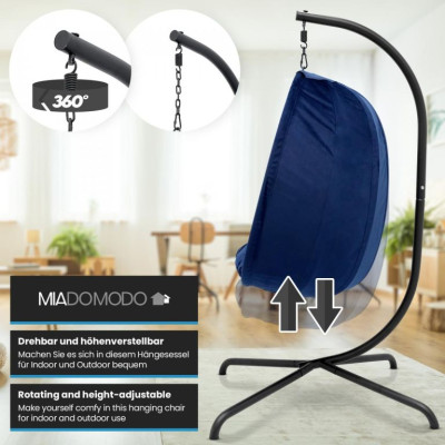 MIADOMODO závesné hojdacie kreslo modré, nosnosť 160 kg