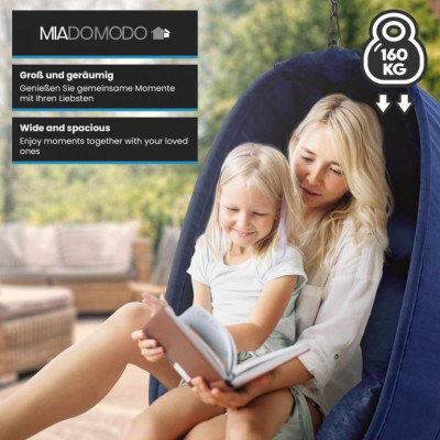 MIADOMODO závesné hojdacie kreslo modré, nosnosť 160 kg