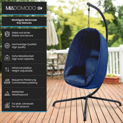 MIADOMODO závesné hojdacie kreslo modré, nosnosť 160 kg