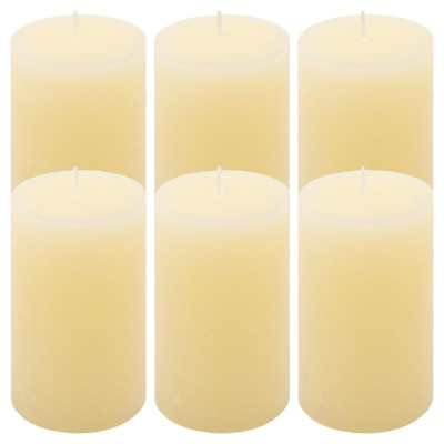 Krémová parafínová sviečka rustikálna 11,5 cm, 40h, sada 6ks