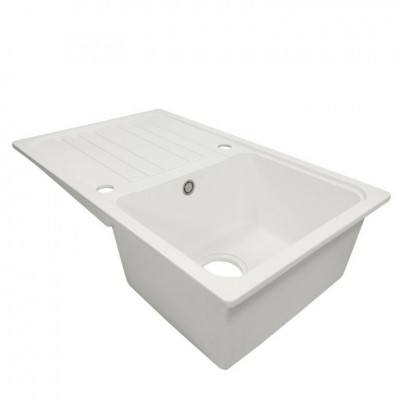 Aquamarin Granitový kuchynský drez, 76 x 46 cm, biely