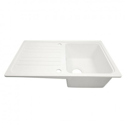 Aquamarin Granitový kuchynský drez, 76 x 46 cm, biely