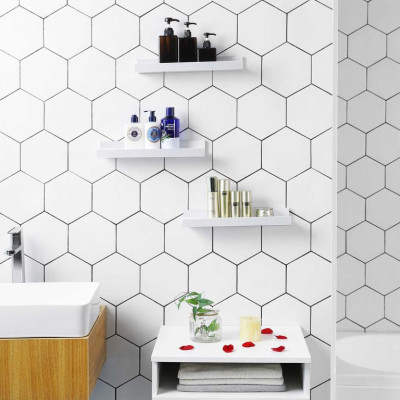 Biele závesné police 3 ks, vysoký lesk, 38 cm