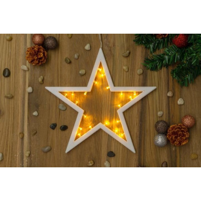 Vianočná dekorácia - hviezda, 20 LED, teple biela