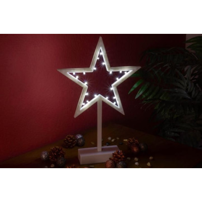 Vianočná dekorácia - hviezda na stojančeku, 38 cm, 20 LED