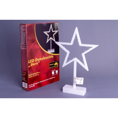 Vianočná dekorácia - hviezda na stojančeku, 38 cm, 20 LED