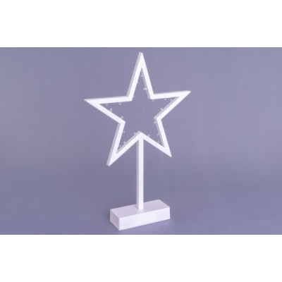 Vianočná dekorácia - hviezda na stojančeku, 38 cm, 20 LED