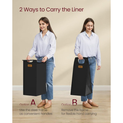 VASAGLE kôš na bielizeň 150 L, 3 priehradky, hnedo-čierny