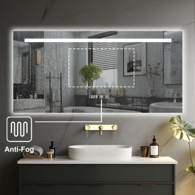 IREDA Kúpeľňové LED zrkadlo s osvetlením, 90 x 70 cm