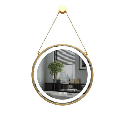 IREDA Kúpeľňové LED zrkadlo s osvetlením, zlatý rám, 80 cm