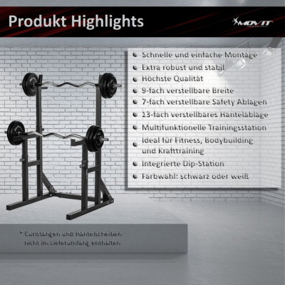 MOVIT stojan na drepy, nosnosť 300 kg, čierny