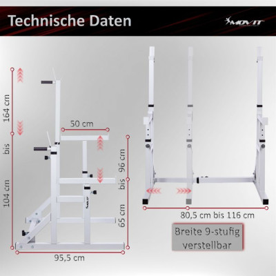 MOVIT stojan na drepy, nosnosť 300 kg, čierny