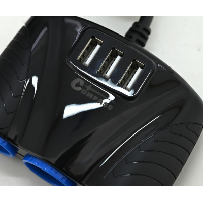 Roztrojka 12/24 V s 3 x USB konektorom