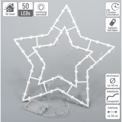 Vianočná dekorácia na okno - 50 LED, hviezda